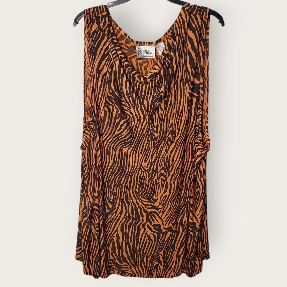 Bob Mackie Studio Sleeveless Animal Print Cowl Neck Top Size 5X